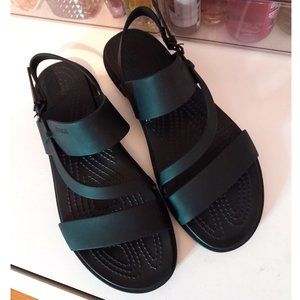 black slingback Croc sandals Crocs Tulum sandals size 8 women's